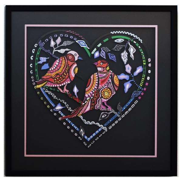 Patricia Govezensky- Original Painting on Laser Cut Steel "Love Birds XV"