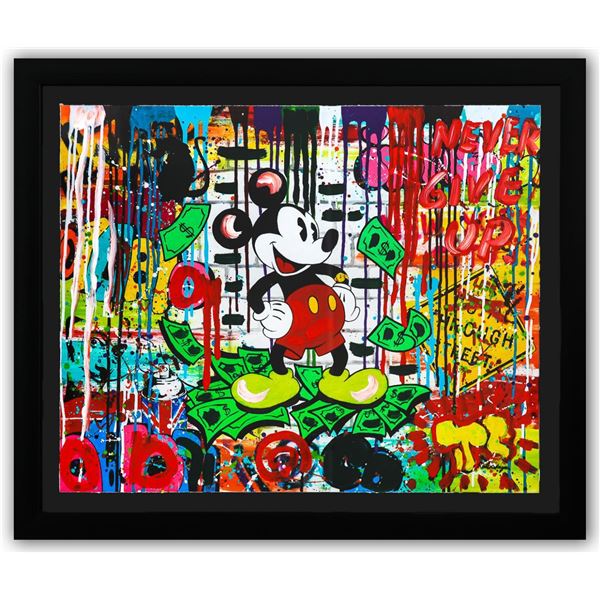 Nastya Rovenskaya- Original Mixed Media on Paper "Mr. Dollar Bill"