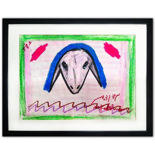 Menashe Kadishman- Pastel on Paper "Untitled"