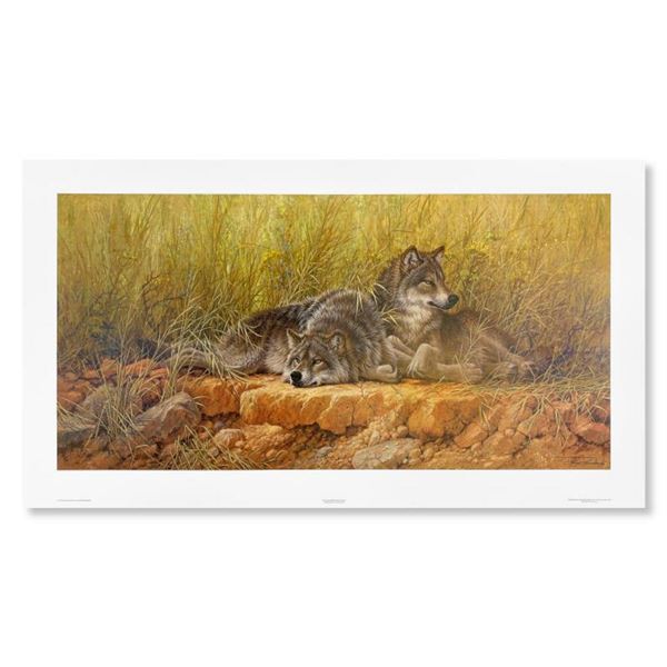 Larry Fanning, "End of Summer (Gray Wolves)" Hand Signed Limited Edition Lithograph with letter of a