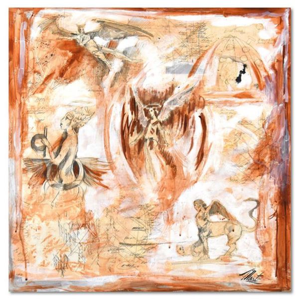 Marta Wiley, Original Mixed Media Painting on Board, Hand Signed and Thumbprinted with Letter of Aut