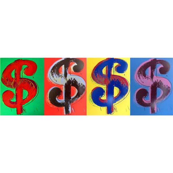 Andy Warhol- Silk Screen (Portfolio consisting of 4 Dollar Sign prints) "Dollars Signs"