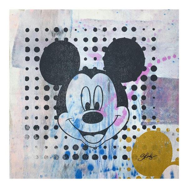 Gail Rodgers, "Mickey Mouse" Hand Signed Original Hand Pulled Silkscreen Mixed Media on Canvas with 