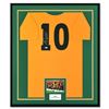 Image 1 : Framed Cut Display of Jersey, Hand Signed by Pele and Bearing Beckett Hologram Authentication.