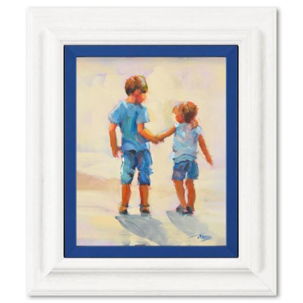 Lucelle Raad, "Fun At the Beach" Framed Original Acrylic Painting on Canvas, Hand Signed and with a 