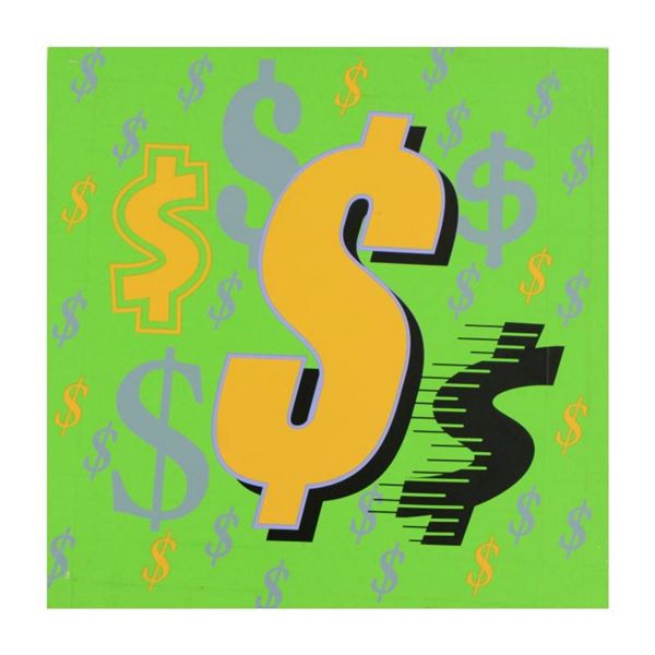 Steve Kaufman (1960-2010) "Dollar Signs (Green Italic)" Limited Edition Hand Pulled Silkscreen on Ca