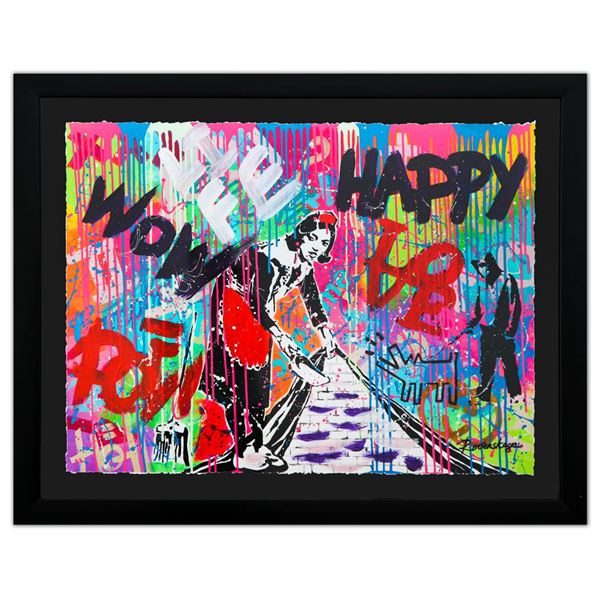 Nastya Rovenskaya- Original Mixed Media on Paper "Throwing Some Paint"