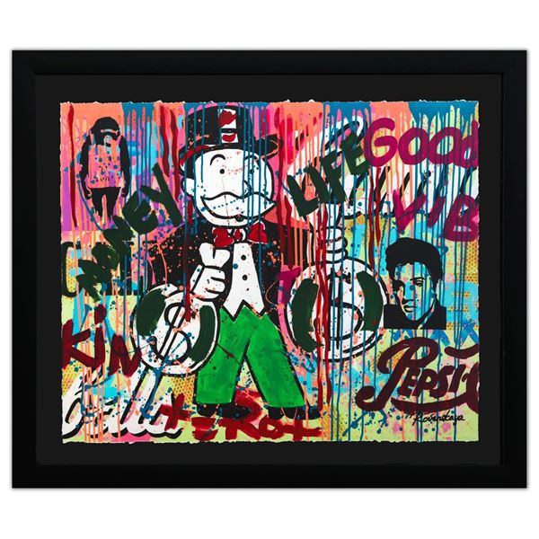 Nastya Rovenskaya- Original Mixed Media on Paper "Monopoly is Here"