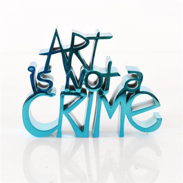 Mr. Brainwash- Resin Sculpture "Art Is Not a Crime (Chrome Blue)"