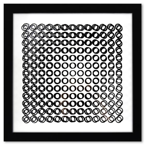 Victor Vasarely (1908-1997), "Trois Dimensions Optique de la série Cinetiques" Framed 1973 Dimension
