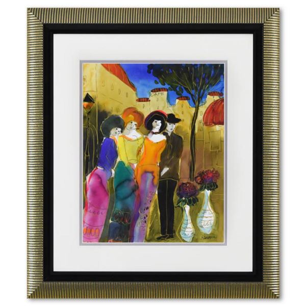 Moshe Leider, Framed Original Mixed Media Watercolor Painting, Hand Signed with Letter of Authentici