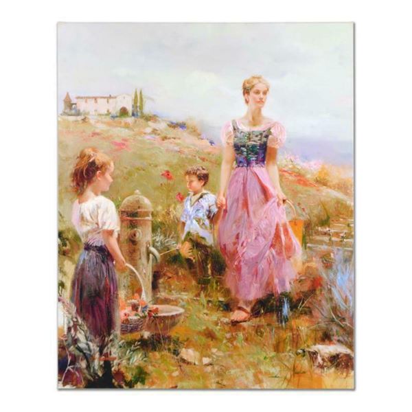 Pino (1939-2010), "The Fountain of Life" Artist Embellished Limited Edition on Canvas (32" x 40"), N