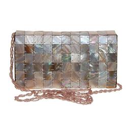 Handcrafted Mother of Iridescent Pearl Handbag Clutch Purse (ACT-167)