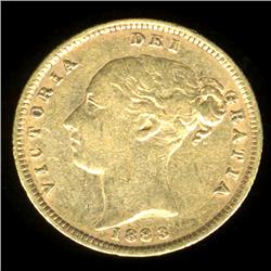 1883 Great Britain Gold 1/2 Soverign Hi Grade RARE (COI-625)