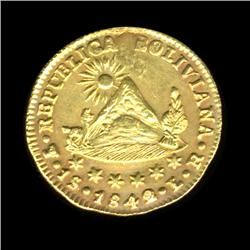 1842 Bolivia Gold Scudo Hi Grade RARE (COI-904)