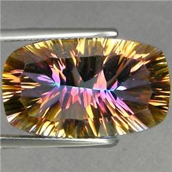 14.33ct RARE Emerald Concave Cut Top Rainbow Mystic Quartz FLAWLESS RETAIL $850 (GEM-7928)