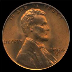 1954S Linciln Cent Graded Red GEM (COI-3793)