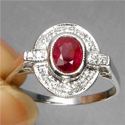 0.61ct Oval Cut Rich Red Ruby White Gold Vermeil Ring Size 6.5 RETAIL $750 (JEW-1201)