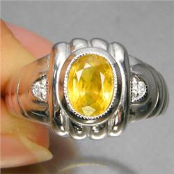 1.30ct Oval Cut Yellow Sapphire White Gold Vermeil Ring Size 6.5 RETAIL $750 (JEW-1203)