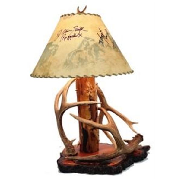 Autographed Mule Deer Antler Lamp