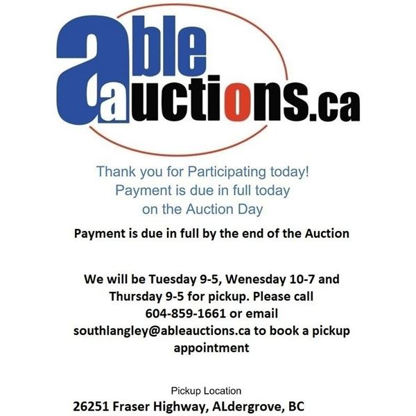 ALL ITEMS MUST BE REMOVED TUESDAY 9-5, WEDNESDAY 10-7 AND THURSDAY 9-5 BY APPOINTMENT