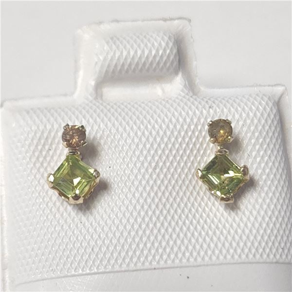 10K  PERIDOT(0.4CT) DIAMOND(0.06CT) EARRINGS
