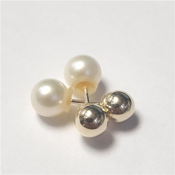 10K  FRESH WATER PEARL REVERSIBLE 2IN1 EARRINGS