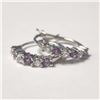 Image 1 : SILVER CREATED ALEXANDRITE AND CZ HOOP EARRINGS