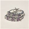 Image 1 : SILVER CREATED ALEXANDRITE AND CZ HOOP EARRINGS