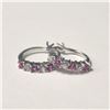 Image 1 : SILVER CREATED PINK SAPPHIRE HOOP EARRINGS