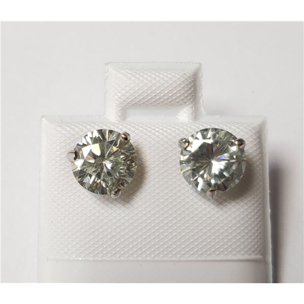 14K  VERY PALE BLUE MOISSANITE(2.2CT) EARRINGS