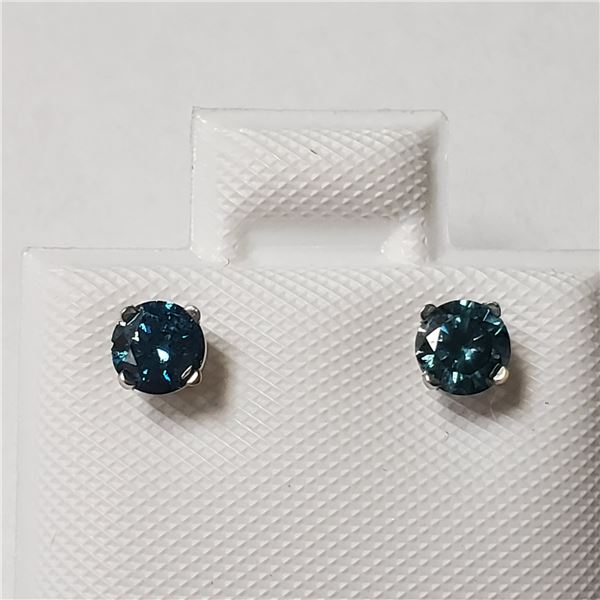 14K  TREATED BLUE NATURAL DIAMOND(0.42CT) EARRINGS