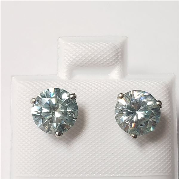 14K  VIVID BLUE GREEN MOISSANITE(2CT) EARRINGS