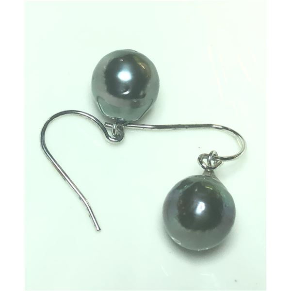 SILVER GENUINE TAHITIAN PEARLS 10-11MM EARRINGS