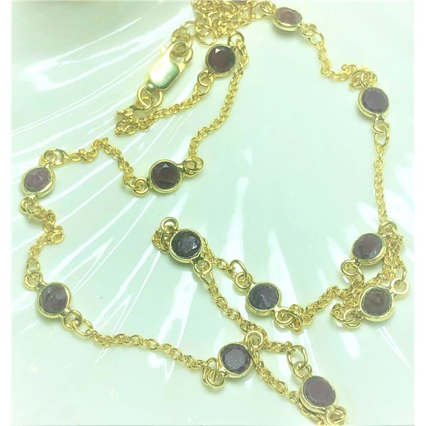 SILVER RUBY 18" NECKLACE