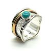 Image 2 : 2 TONED SILVER TURQUOISE(1.1CT) RING SIZE 10