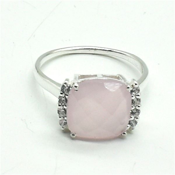 SILVER ROSE QUARTZ(5.4CT) RING SIZE 10