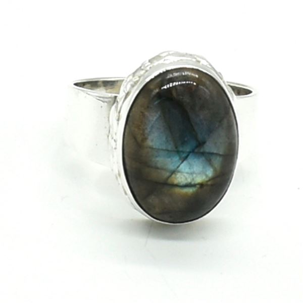 SILVER LABRADORITE(10.8CT) RING SIZE 6