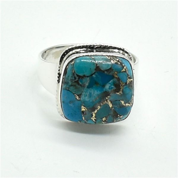 SILVER BLUE COPPER TURQUOISE(9.2CT) RING SIZE 10
