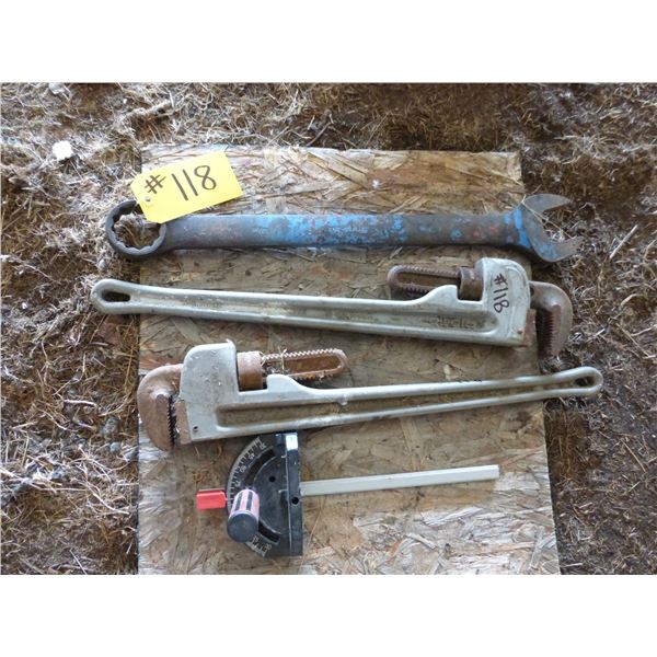 2- Alum. Pipe Wrenches and 1 13/16 Comb. Wrench