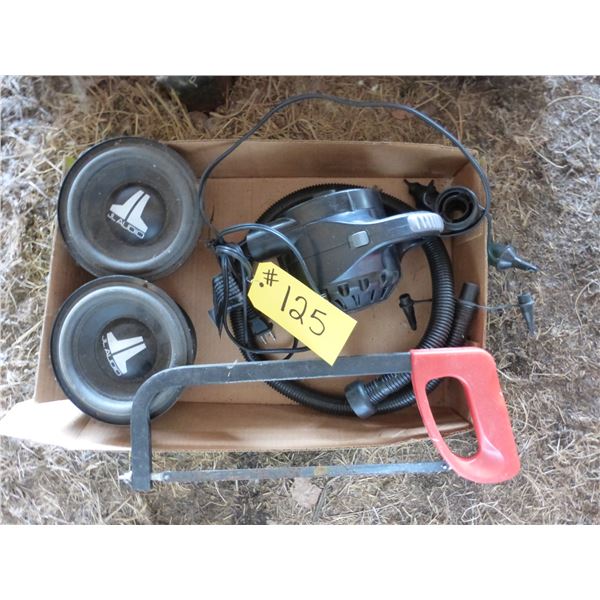 Air Pump, Hack Saw and 2- Speakers
