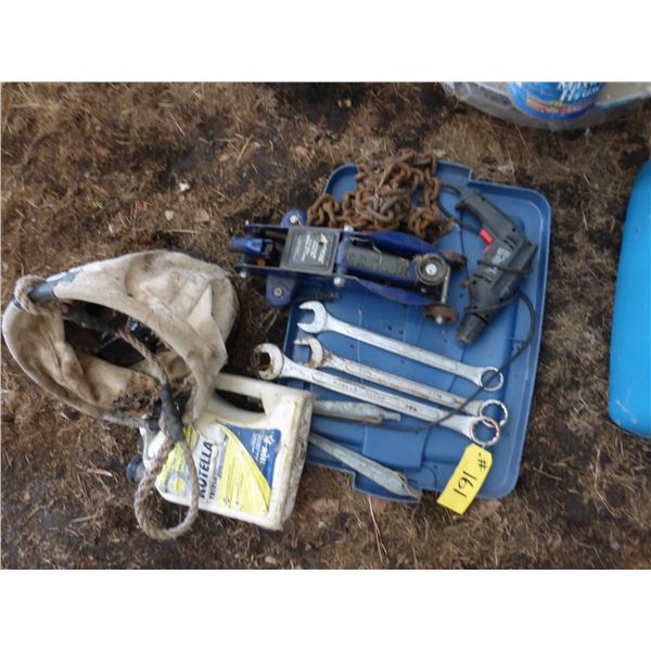 Comb. Wrenches, Jack, Drill and Chain