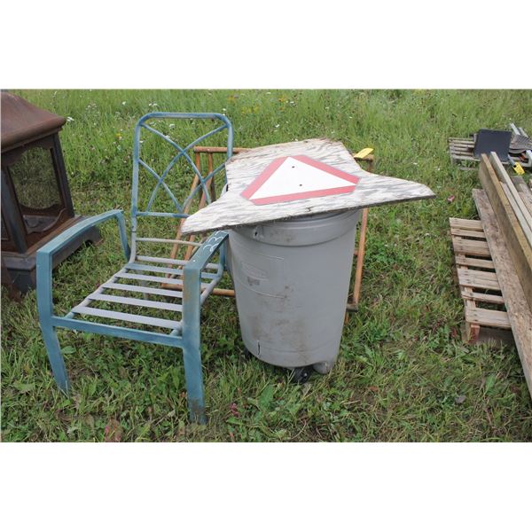 Bike Rack, Chair and Bottles