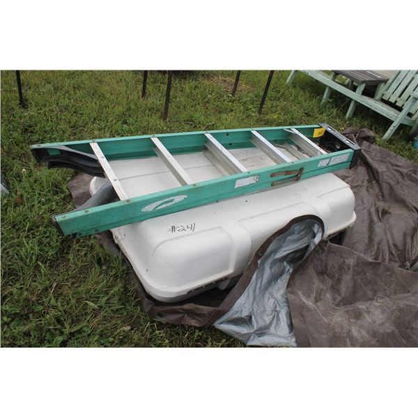Green Step Ladder, Car Rack and Brown Tarp