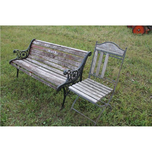 Wooden Bench and Chair