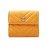 Image 1 : Chanel Yellow Quilted Chevron Leather CC Studs Trifold Wallet