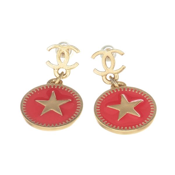 Chanel CC Gold Star Earrings