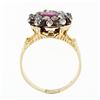Image 9 : Antique 14k Gold & Silver GIA Certified Burma No Heat Ruby Diamond Cocktail Ring