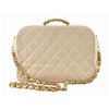 Image 1 : Chanel Beige Quilted Patent Leather Top Handle Vanity Case 2Way Bag