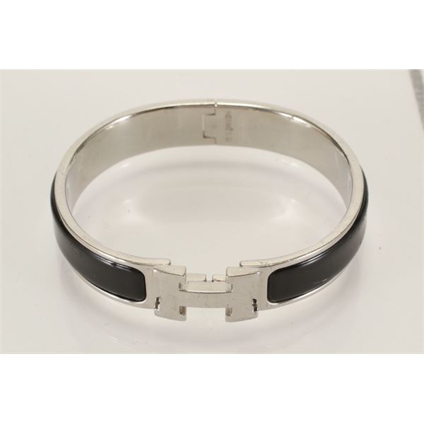 Hermes Black Metal Clic Clac Bangle Bracelet PHW
